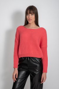 Wool blend cropped sweater camellia rose