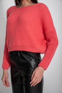 Wool blend cropped sweater camellia rose