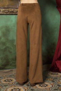 Faux suede high waist flare trousers tabac