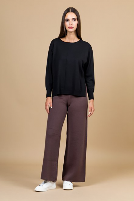 Wool blend wide leg pants brown