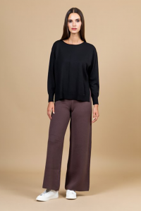 Wool blend wide leg pants brown