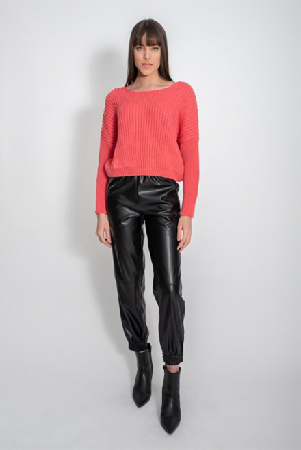 Wool blend cropped sweater camellia rose