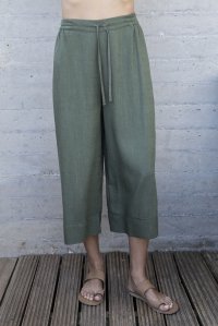 linen blend cropped pants khaki