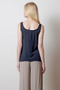 Crepe marocaine basic top with knitted details navy