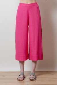 linen blend cropped pants fuchia