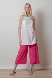 linen blend cropped pants fuchia