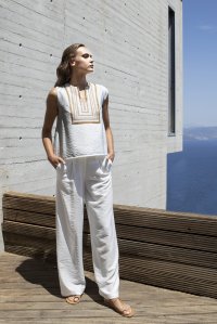 Pleated wide leg pants ivory