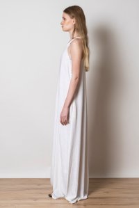 Linen blend cut-out dress with knitted details ivory