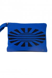 Cotton lurex blend cluch bag cobalt blue-black