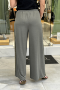 Jersey wide leg pants with knitted details khaki