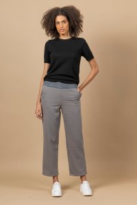 Cotton track pants with knitted details light grey