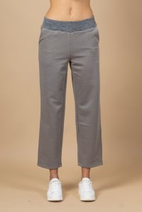 Cotton track pants with knitted details light grey