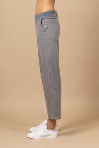 Cotton track pants with knitted details light grey