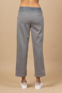 Cotton track pants with knitted details light grey