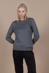 Wool blend basic sweater medium grey