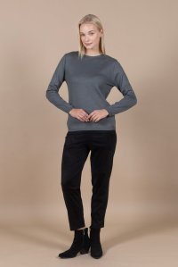 Wool blend basic sweater medium grey