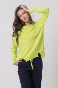 Cotton-blend relaxed-fit sweater lime