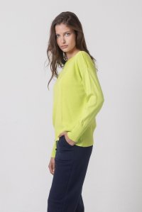 Cotton-blend relaxed-fit sweater lime