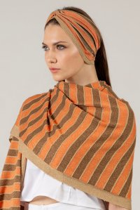 Lurex multicolored headband tan gold -orange -bronze