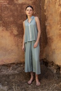 Crepe marocaine sleeveless top teal