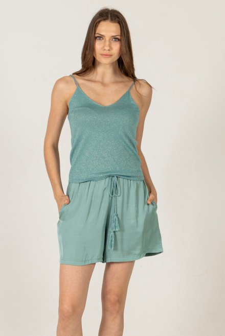 Lurex basic cropped top teal