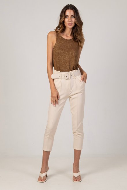 Pants with belt beige