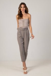 Pants with belt grey