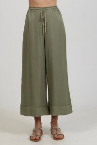 Cropped pants with knitted details khaki