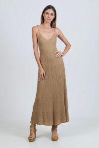 Lurex μάξι φόρεμα tan gold