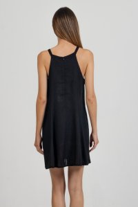 Linen blend mini dress with knitted details black