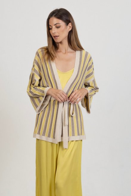 Lurex multicolored cardigan elephant -lime -beige gold