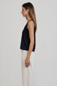 Jersey sleeveless top with knitted details black