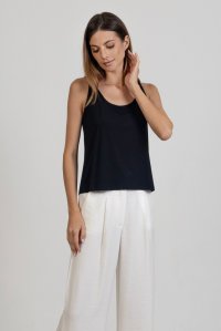 Jersey sleeveless top with knitted details black