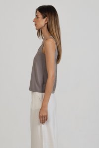 Jersey sleeveless top with knitted details pouro