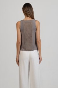 Jersey sleeveless top with knitted details pouro