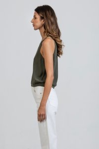 Cotton blend sleevless top khaki