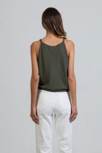 Cotton blend sleevless top khaki