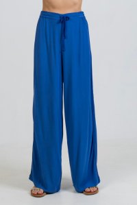 Crepe marocaine wide leg pants with knitted details royal blue