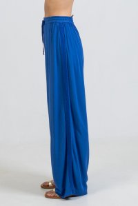 Crepe marocaine wide leg pants with knitted details royal blue