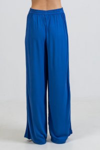 Crepe marocaine wide leg pants with knitted details royal blue