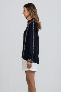 Crepe marocaine blouse with knitted details black