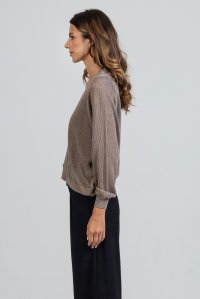 Lurex open knit cardigan elephant