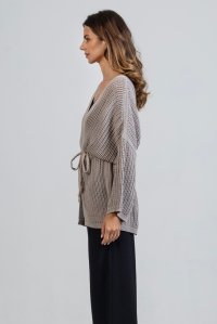 Cotton-lurex open-knit cardigan elephant