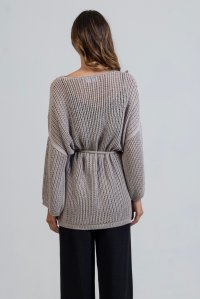 Cotton-lurex open-knit cardigan elephant