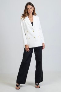 Stretch blazer with knitted details ivory