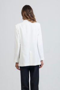 Stretch blazer with knitted details ivory