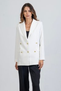 Stretch blazer with knitted details ivory