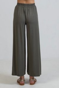 Jersey wide leg pants with knitted details khaki