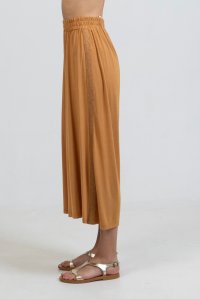 Jersey wide leg pants with knitted details summer camel