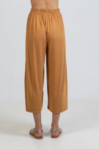 Jersey wide leg pants with knitted details summer camel